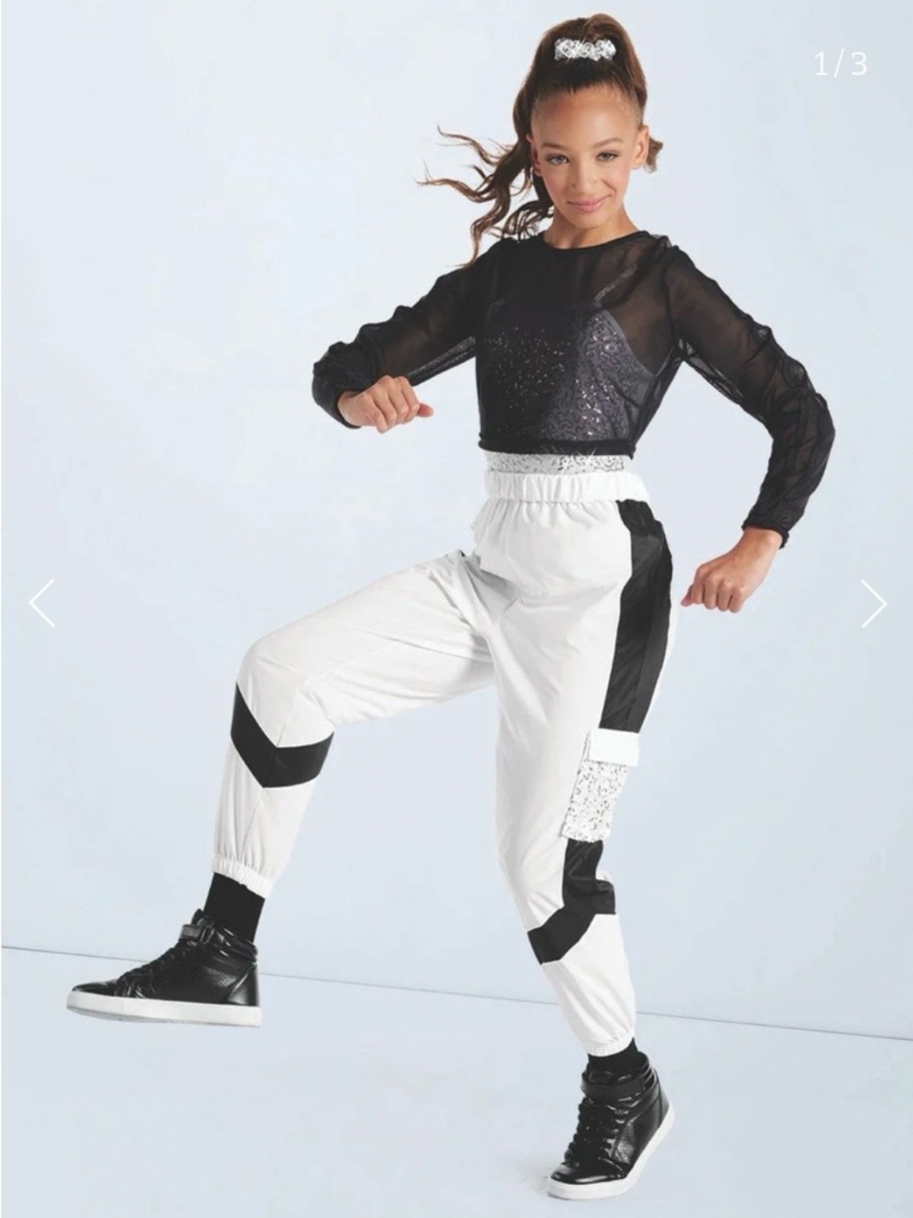 Weissman Crash Course White and Black Hip Hop Dance with hair scrunchy